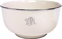 Large round BOWL in ivory with platinum trim and script monogram from Pickard China